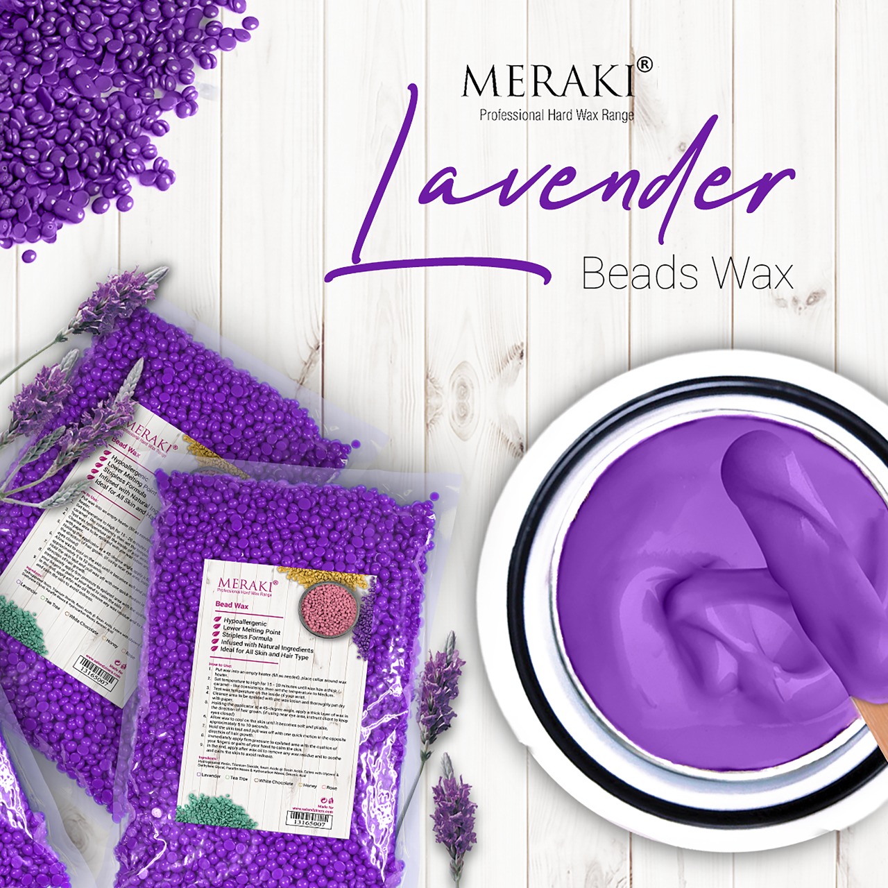 Meraki Beads Stripless Hair Removal Wax Lavender 500g – Salon Designers